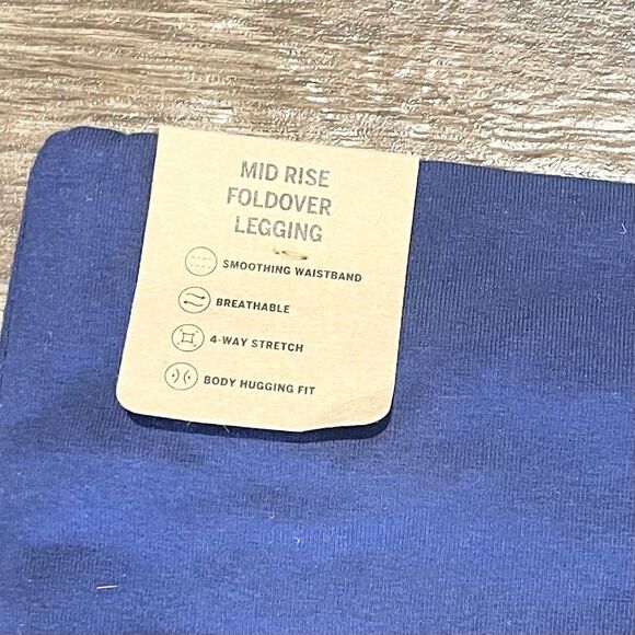 Victoria Secret PINK Leggings Womens XS Midnight Navy Blue Mid Rise Foldover - Picture 7 of 11